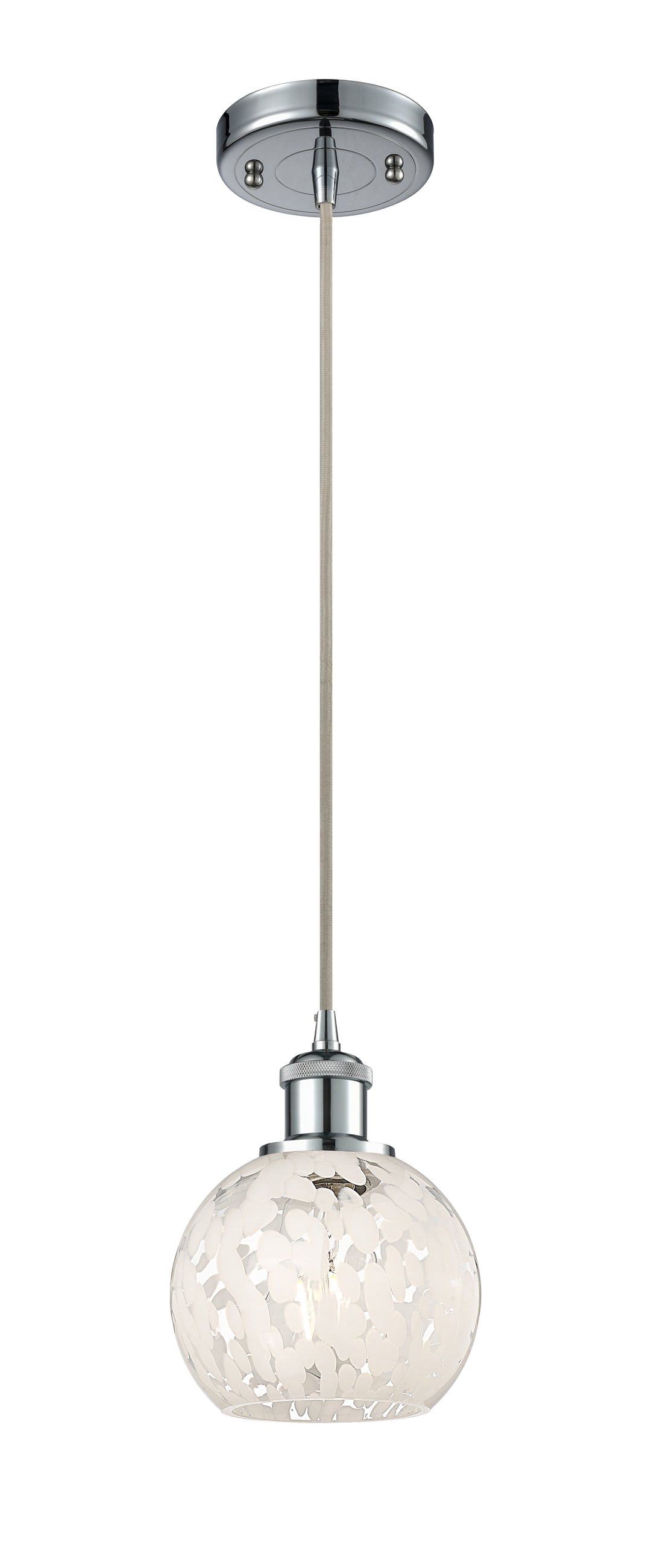 Innovations Lighting White Mouchette 6" Mini Pendant - Polished Chrome