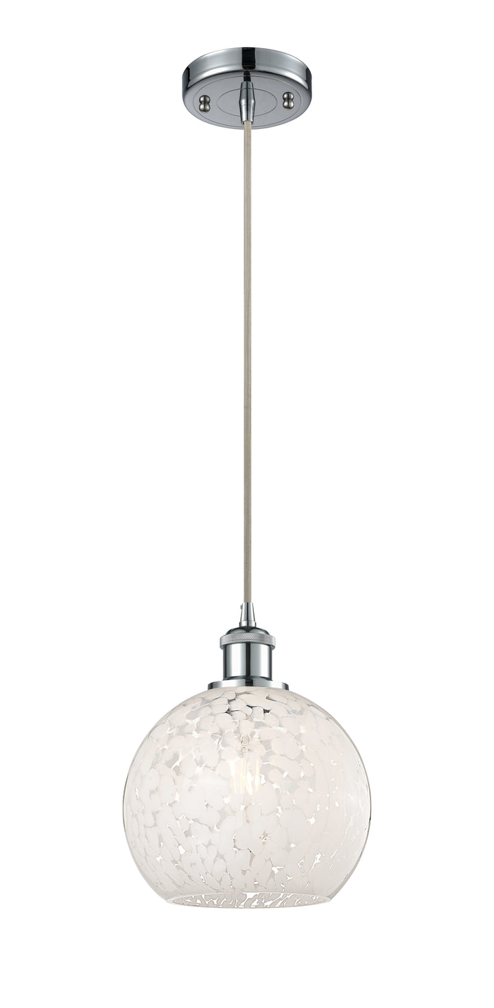 Innovations Lighting White Mouchette 8" Mini Pendant - Polished Chrome Mini-Pendants Innovations Lighting   