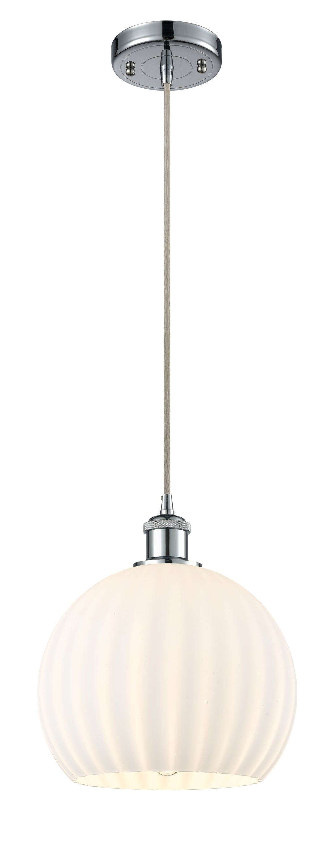 Innovations Lighting White Venetian 10" Mini Pendant - Polished Chrome Mini-Pendants Innovations Lighting   