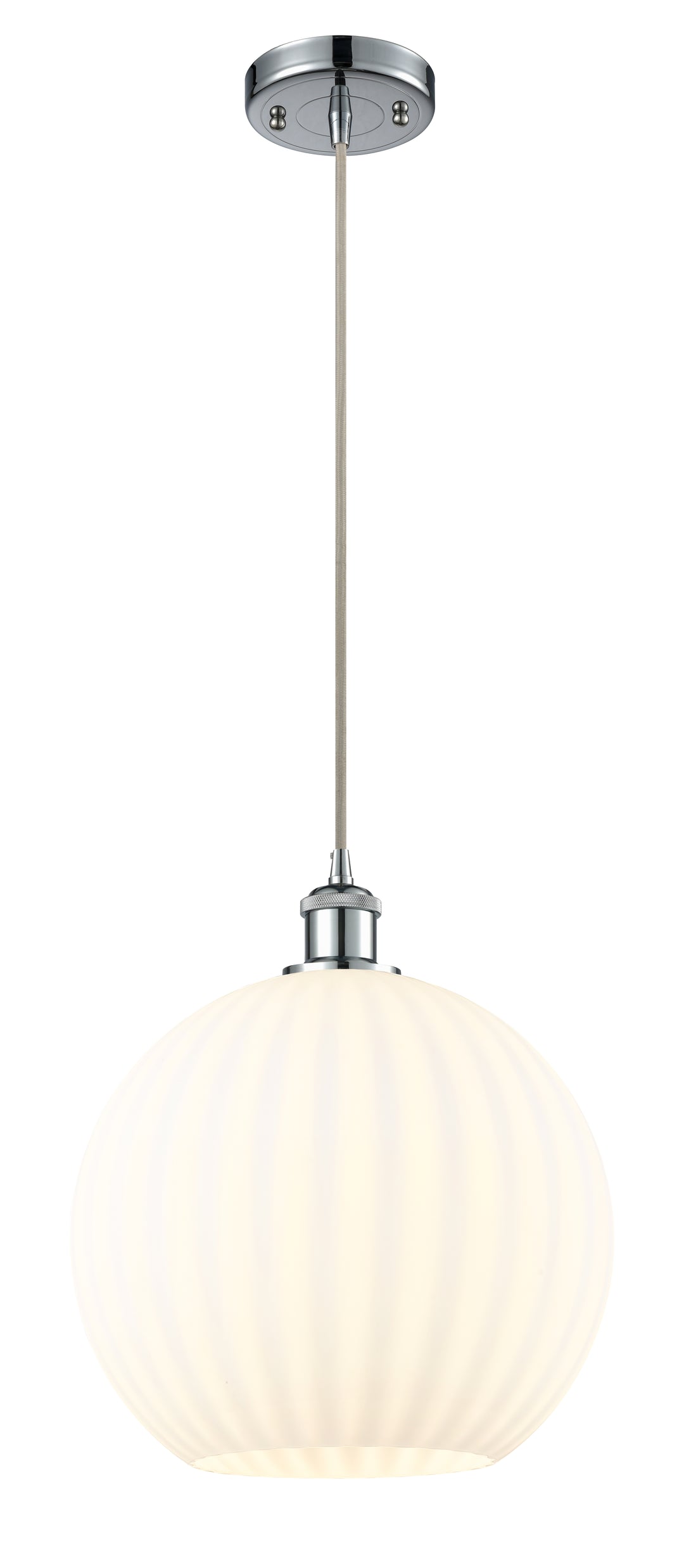 Innovations Lighting White Venetian 12" Mini Pendant - Polished Chrome Mini-Pendants Innovations Lighting   