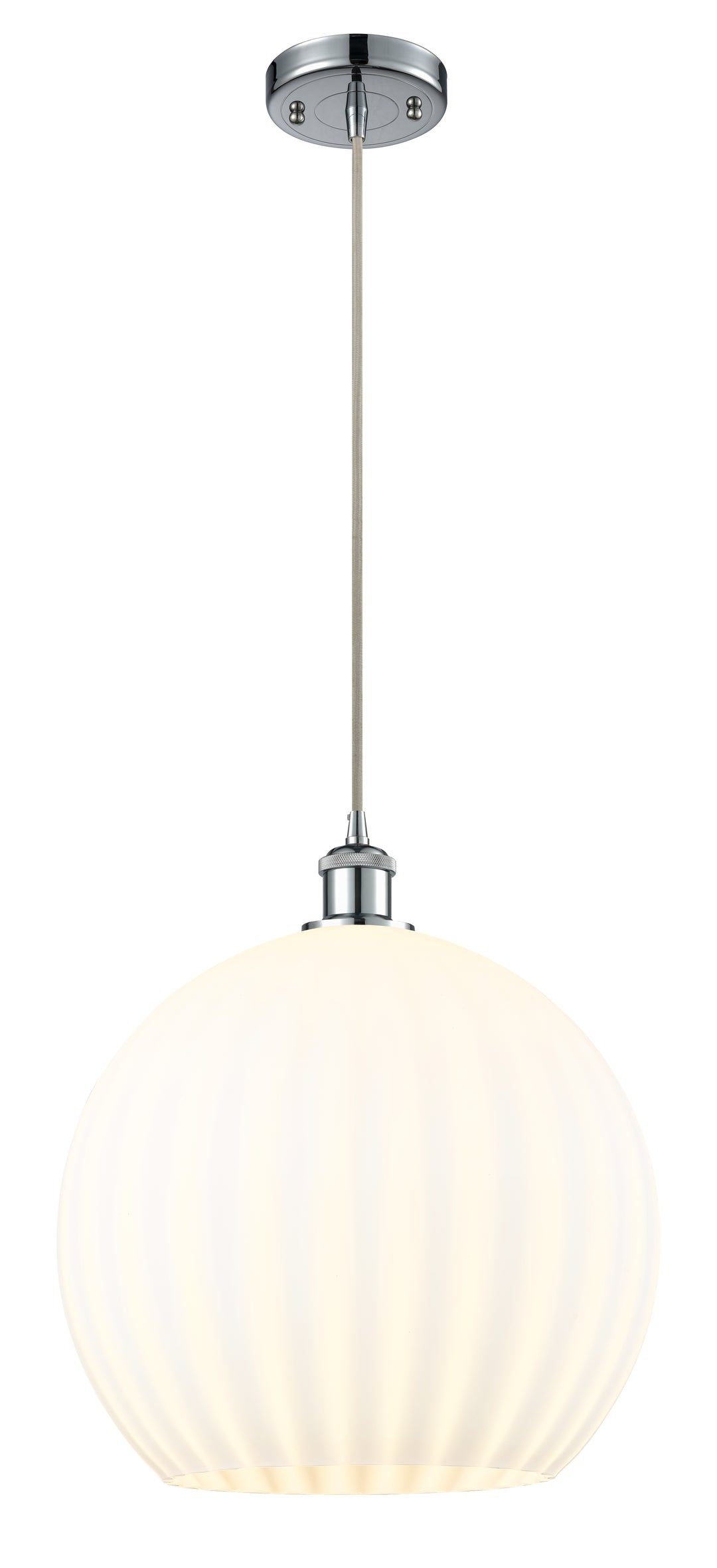 Innovations Lighting White Venetian 14" Pendant - Polished Chrome Pendants Innovations Lighting   