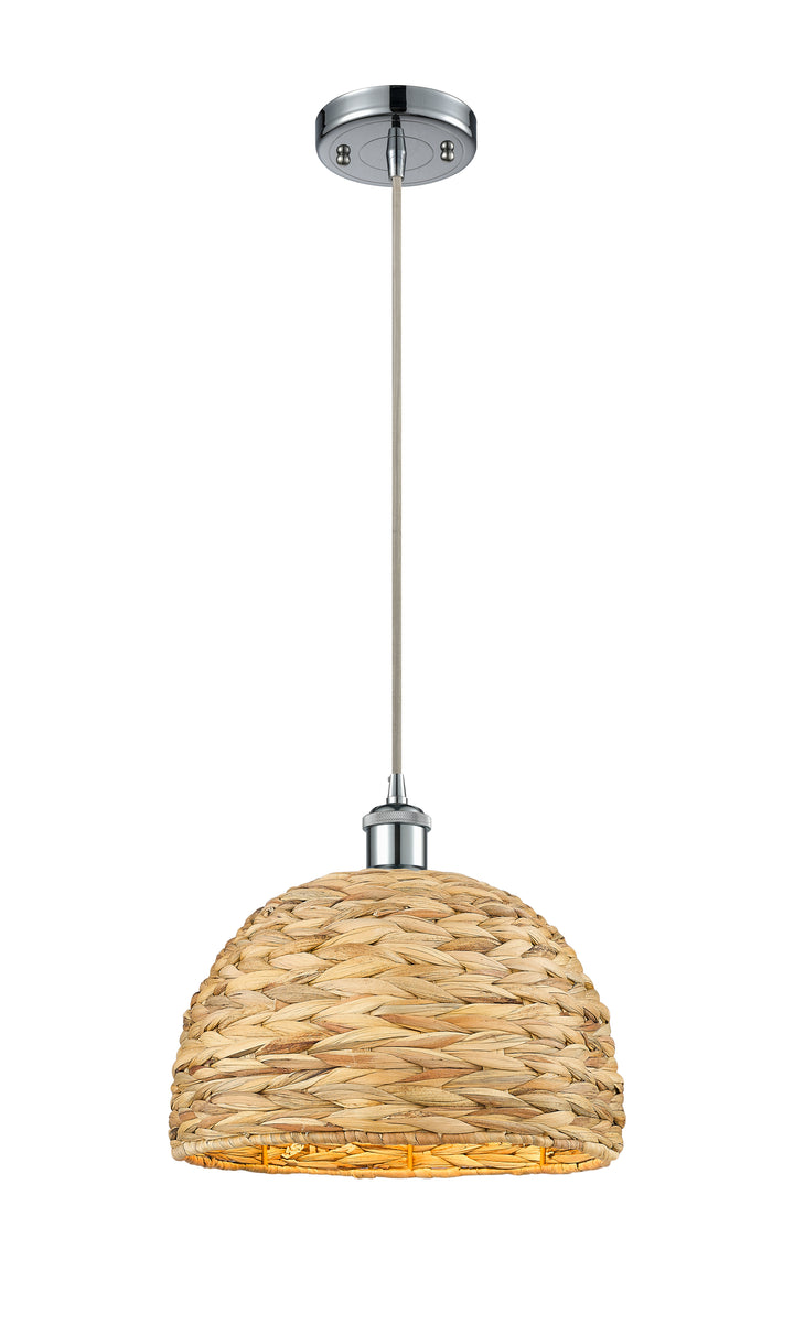 Innovations Lighting Woven Rattan 12" Mini Pendant - Polished Chrome Mini-Pendants Innovations Lighting   