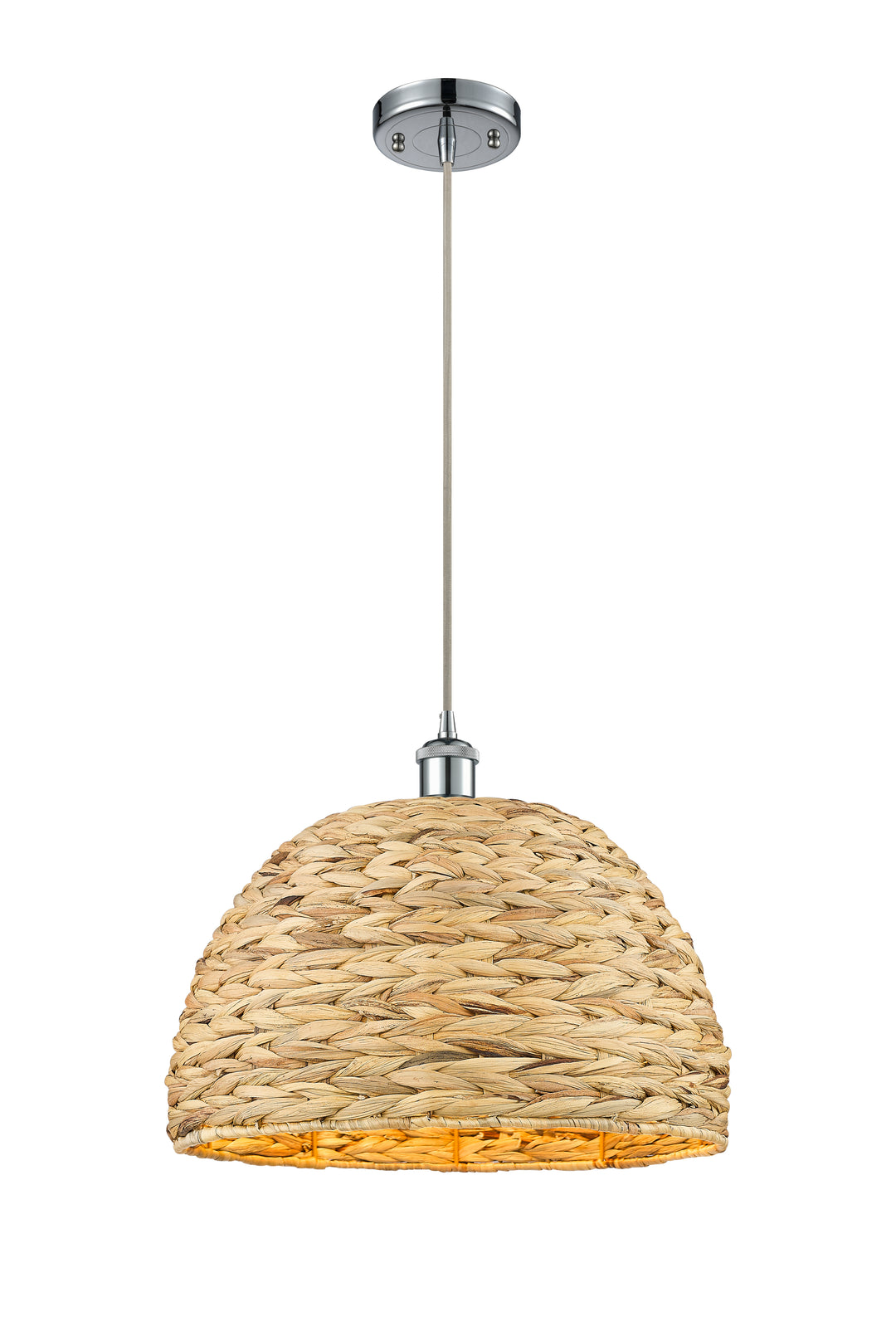 Innovations Lighting Woven Rattan 16" Mini Pendant - Polished Chrome Mini-Pendants Innovations Lighting Default Title  