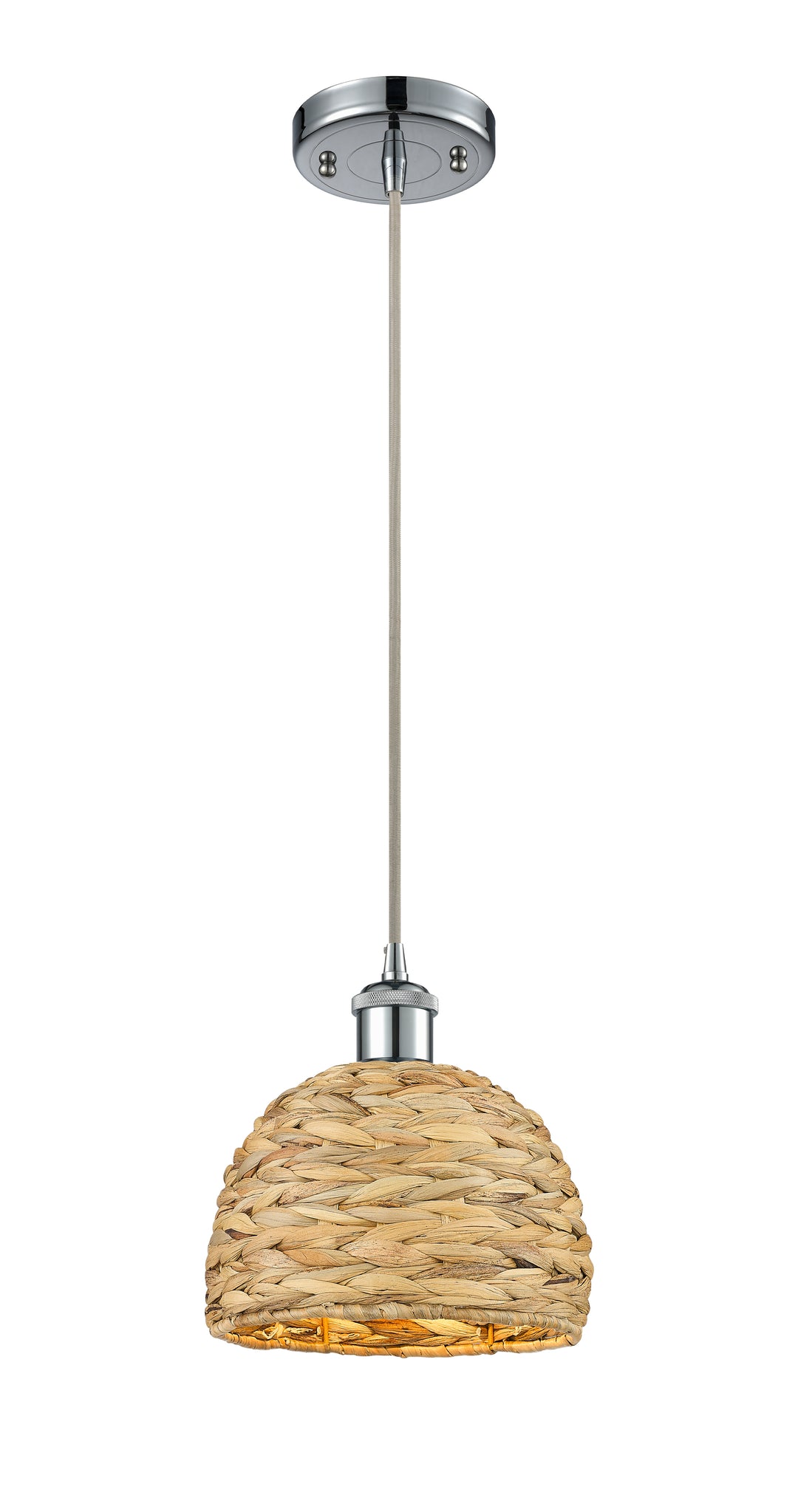 Innovations Lighting Woven Rattan 8" Mini Pendant - Polished Chrome Mini-Pendants Innovations Lighting   