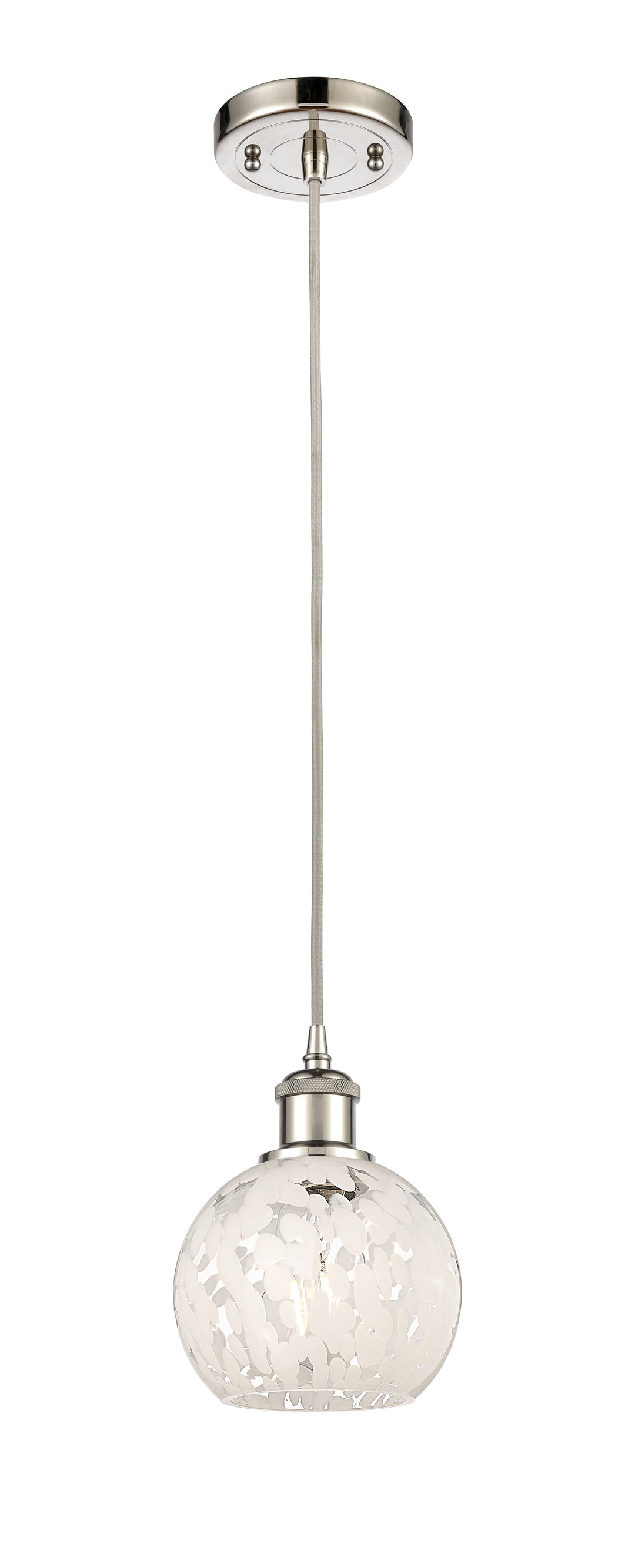 Innovations Lighting White Mouchette 6" Mini Pendant - Polished Nickel