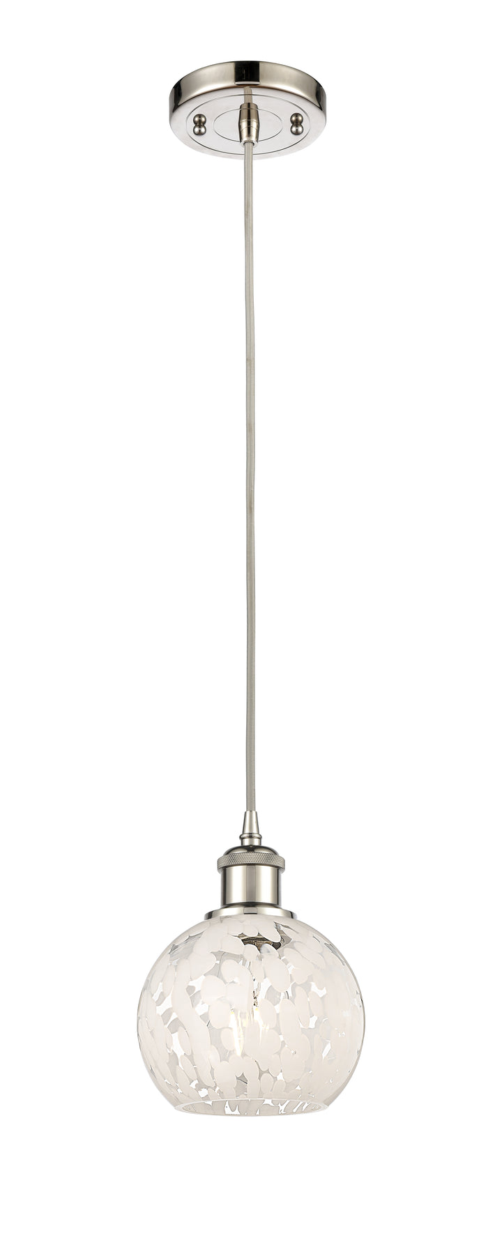 Innovations Lighting White Mouchette 6" Mini Pendant - Polished Nickel