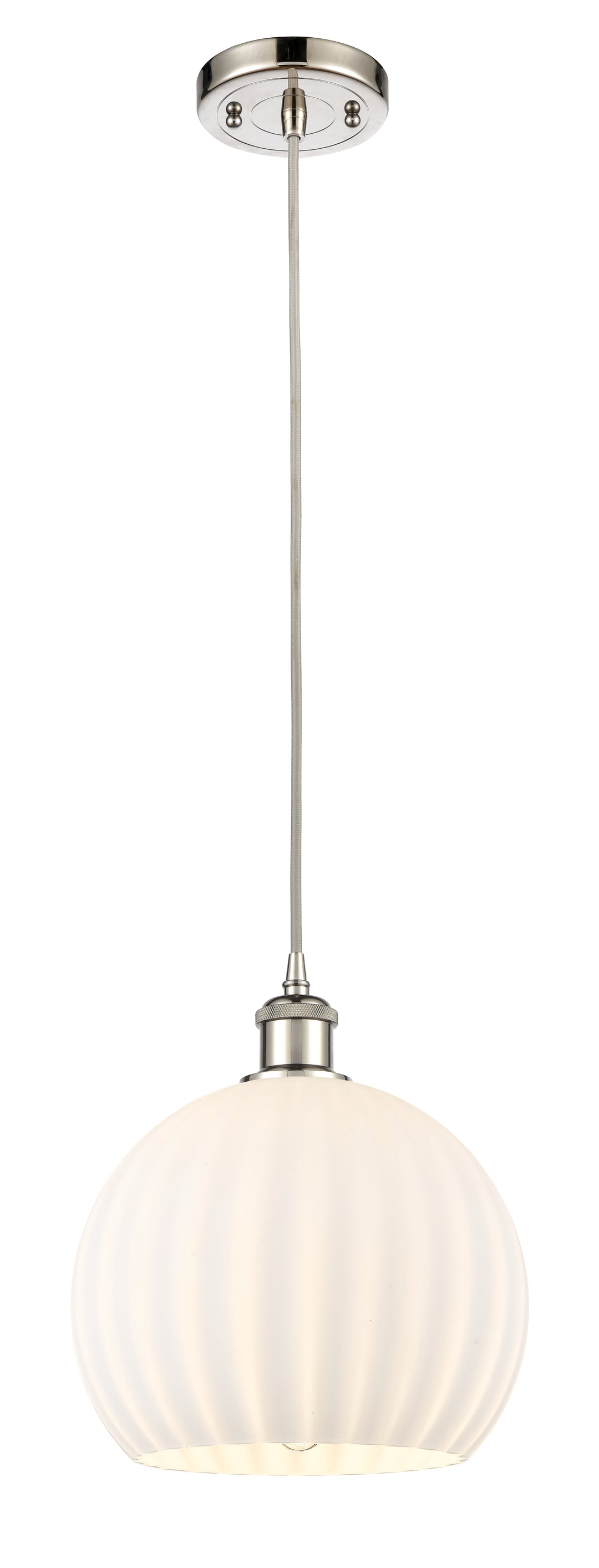 Innovations Lighting White Venetian 10" Mini Pendant - Polished Nickel Mini-Pendants Innovations Lighting   