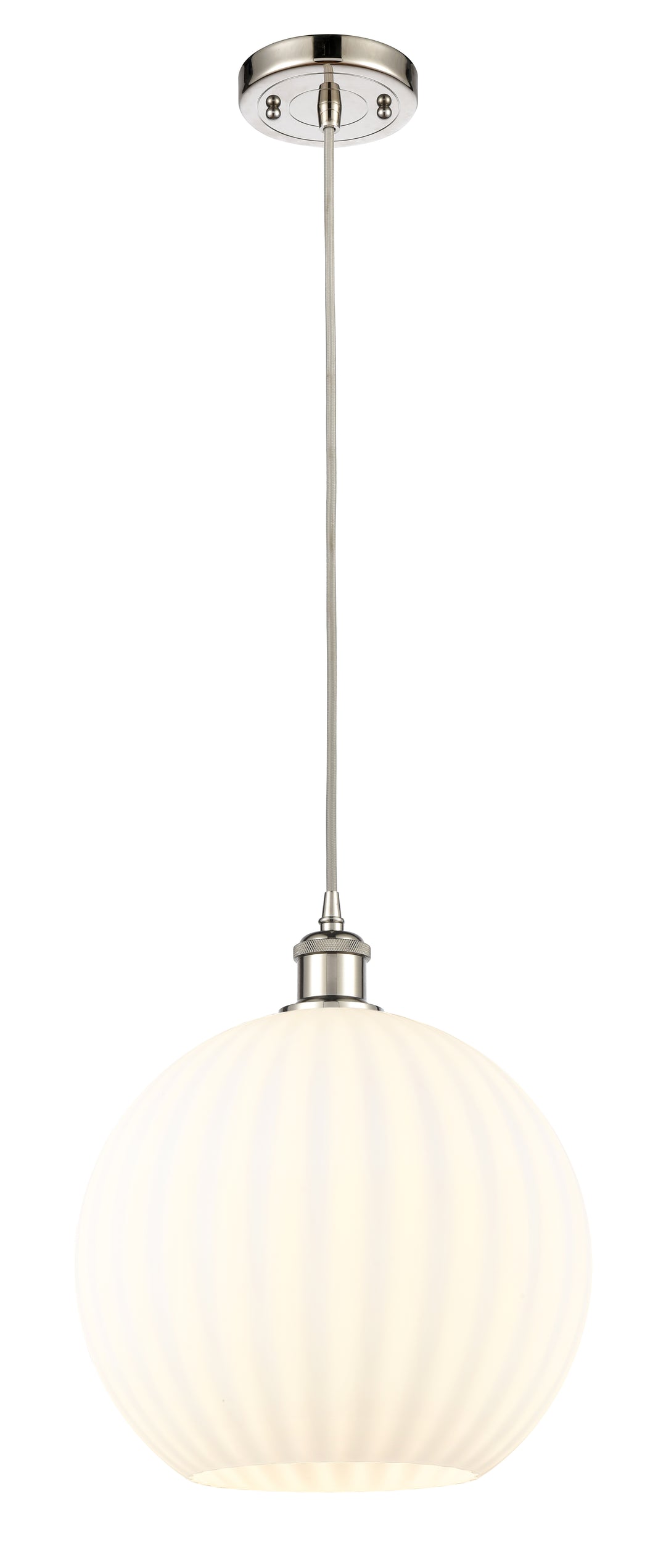 Innovations Lighting White Venetian 12" Mini Pendant - Polished Nickel Mini-Pendants Innovations Lighting   