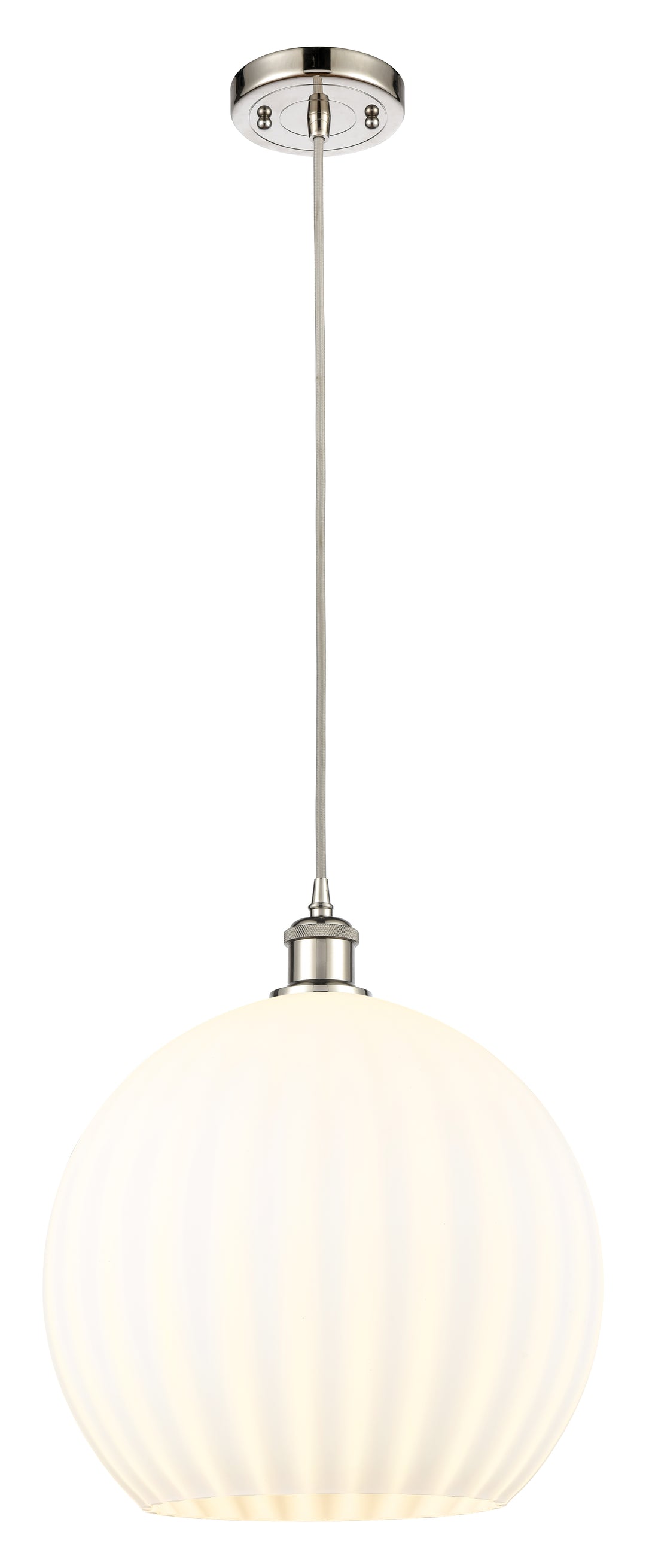 Innovations Lighting White Venetian 14" Pendant - Polished Nickel Pendants Innovations Lighting   