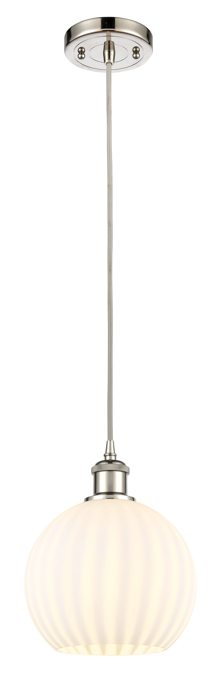 Innovations Lighting White Venetian 8" Mini Pendant - Polished Nickel Mini-Pendants Innovations Lighting   