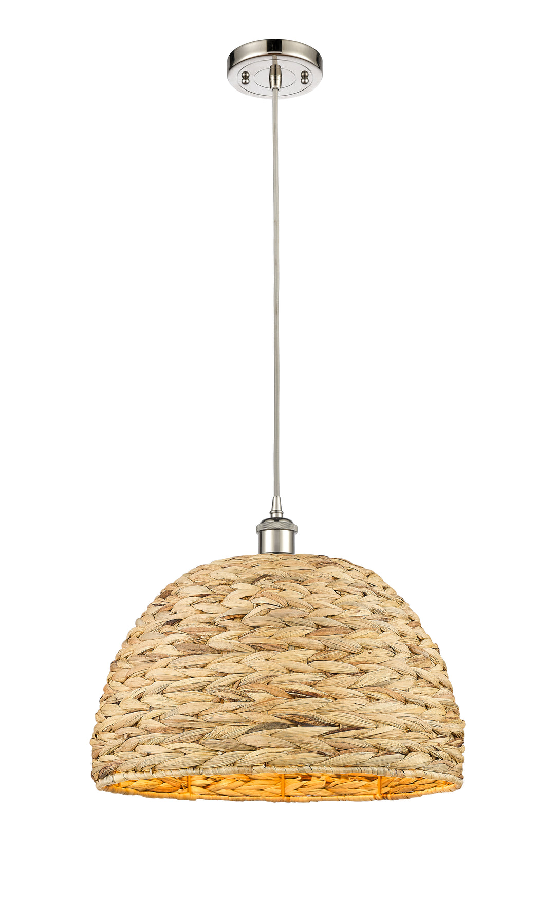 Innovations Lighting Woven Rattan 16" Mini Pendant - Polished Nickel Mini-Pendants Innovations Lighting Default Title  