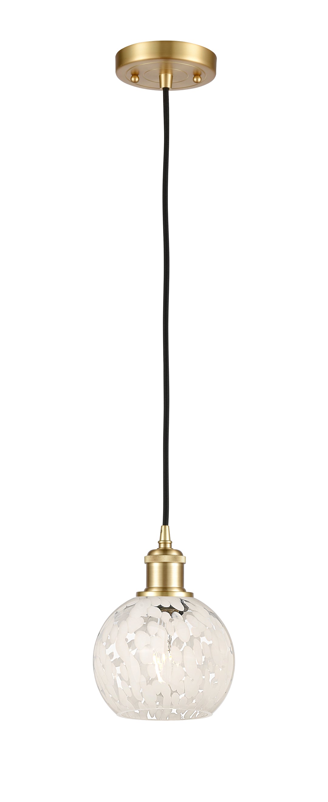 Innovations Lighting White Mouchette 6" Mini Pendant - Satin Gold Mini-Pendants Innovations Lighting   