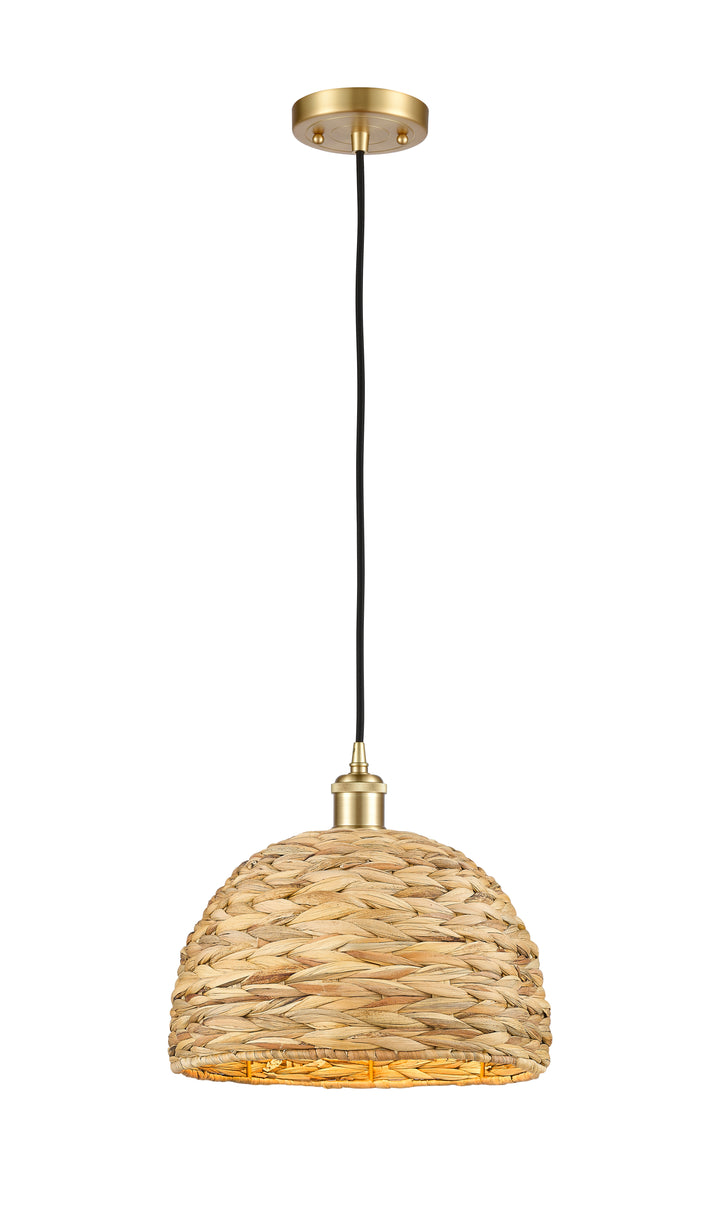 Innovations Lighting Woven Rattan 12" Mini Pendant - Satin Gold Mini-Pendants Innovations Lighting   