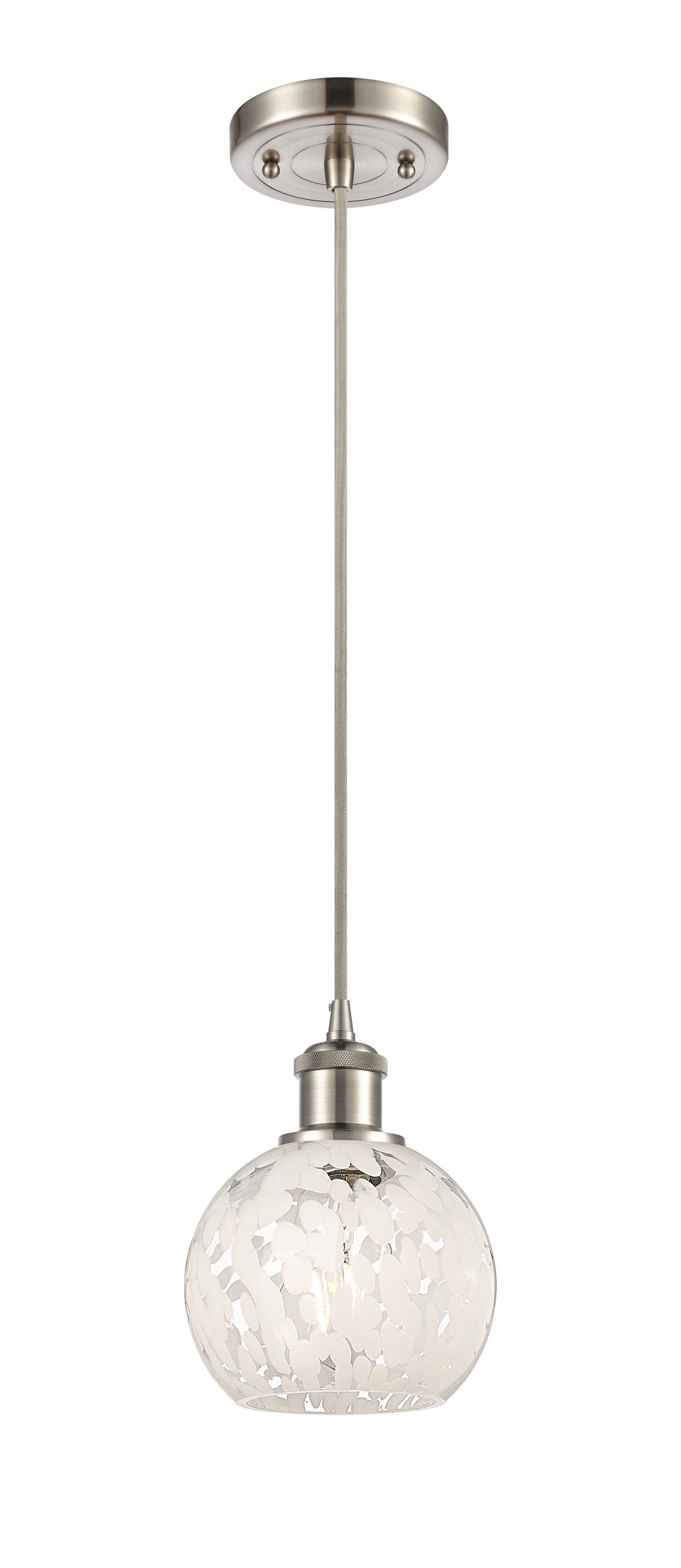 Innovations Lighting White Mouchette 6" Mini Pendant - Brushed Satin Nickel