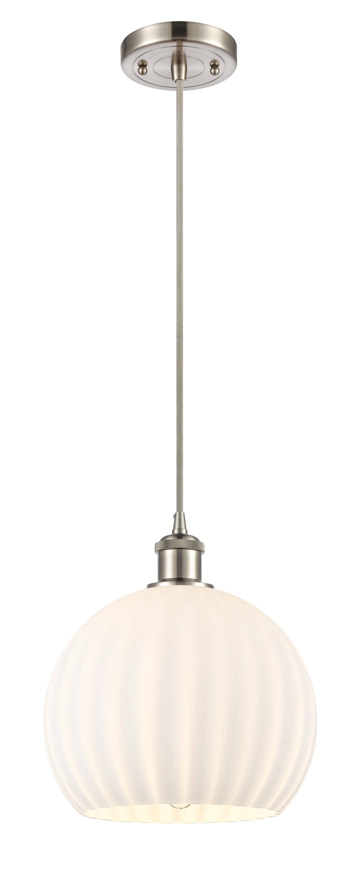 Innovations Lighting White Venetian 10" Mini Pendant - Brushed Satin Nickel Mini-Pendants Innovations Lighting   