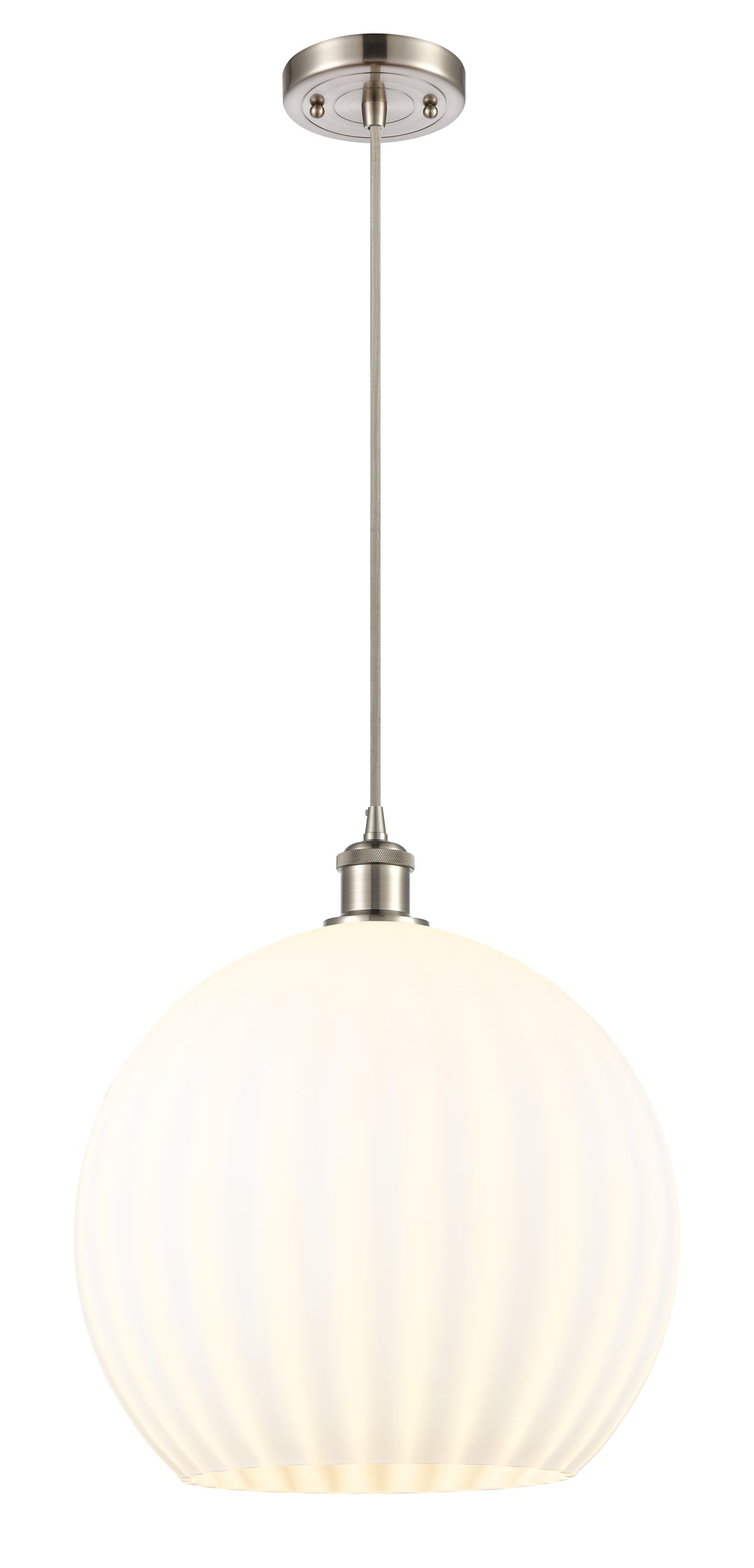 Innovations Lighting White Venetian 14" Pendant - Brushed Satin Nickel Pendants Innovations Lighting   