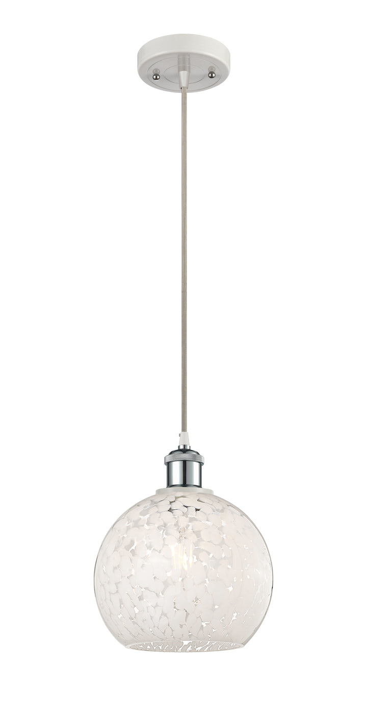 Innovations Lighting White Mouchette 8" Mini Pendant - White Polished Chrome
