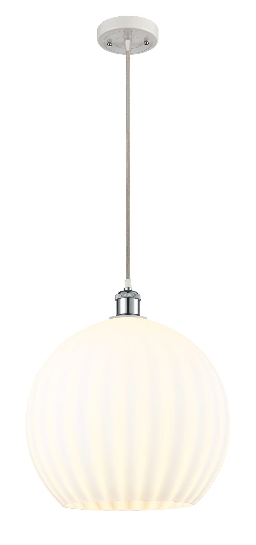 Innovations Lighting White Venetian 14" Pendant - White Polished Chrome Pendants Innovations Lighting   