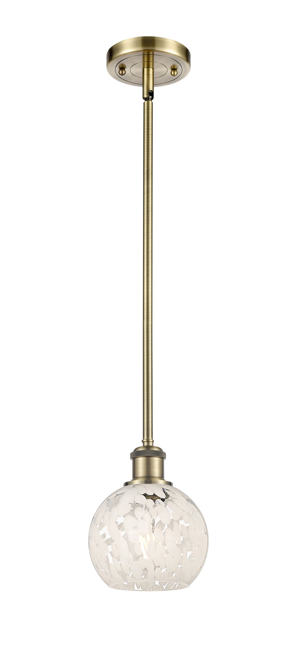 Innovations Lighting White Mouchette 6" Mini Pendant - Antique Brass