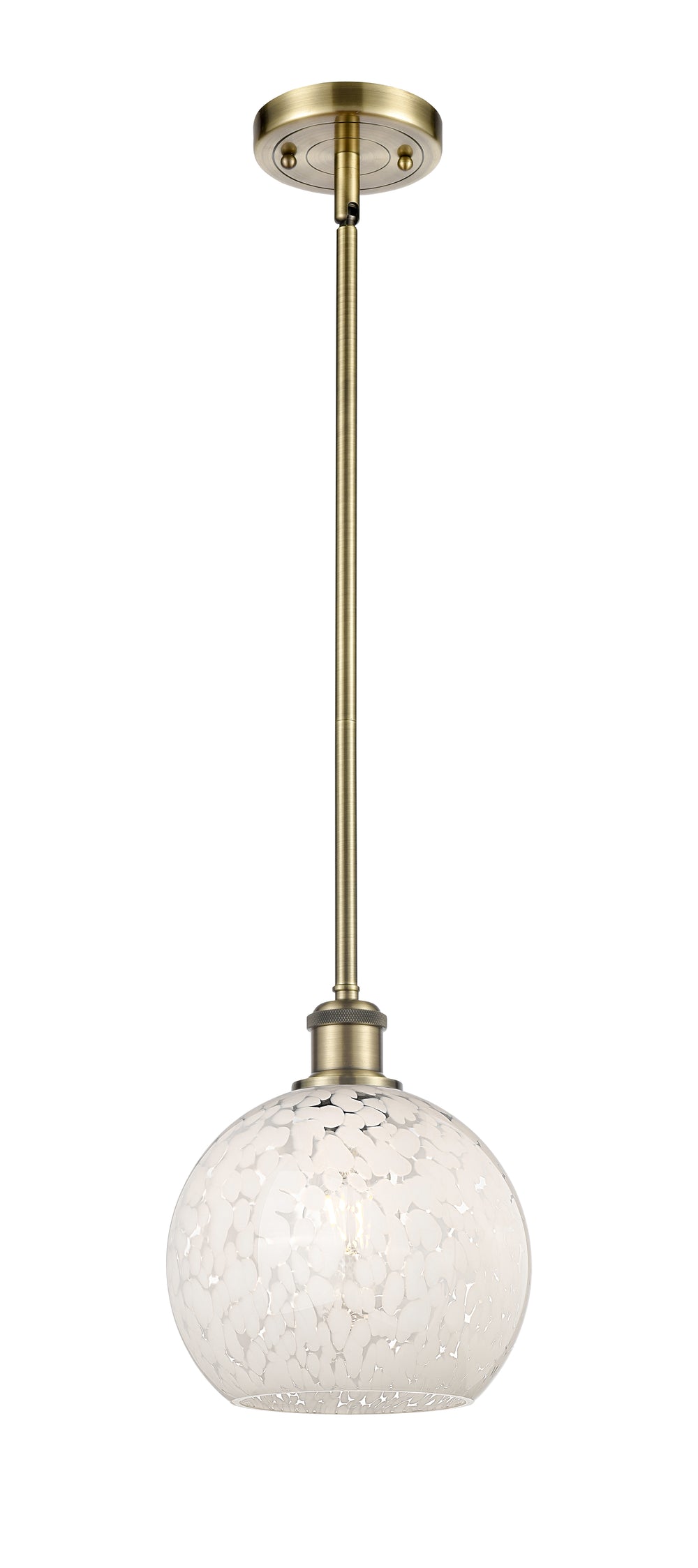 Innovations Lighting White Mouchette 8" Mini Pendant - Antique Brass Mini-Pendants Innovations Lighting   