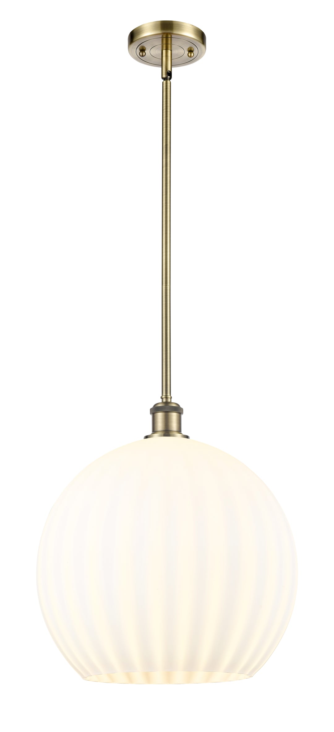 Innovations Lighting White Venetian 14" Pendant - Antique Brass Pendants Innovations Lighting   