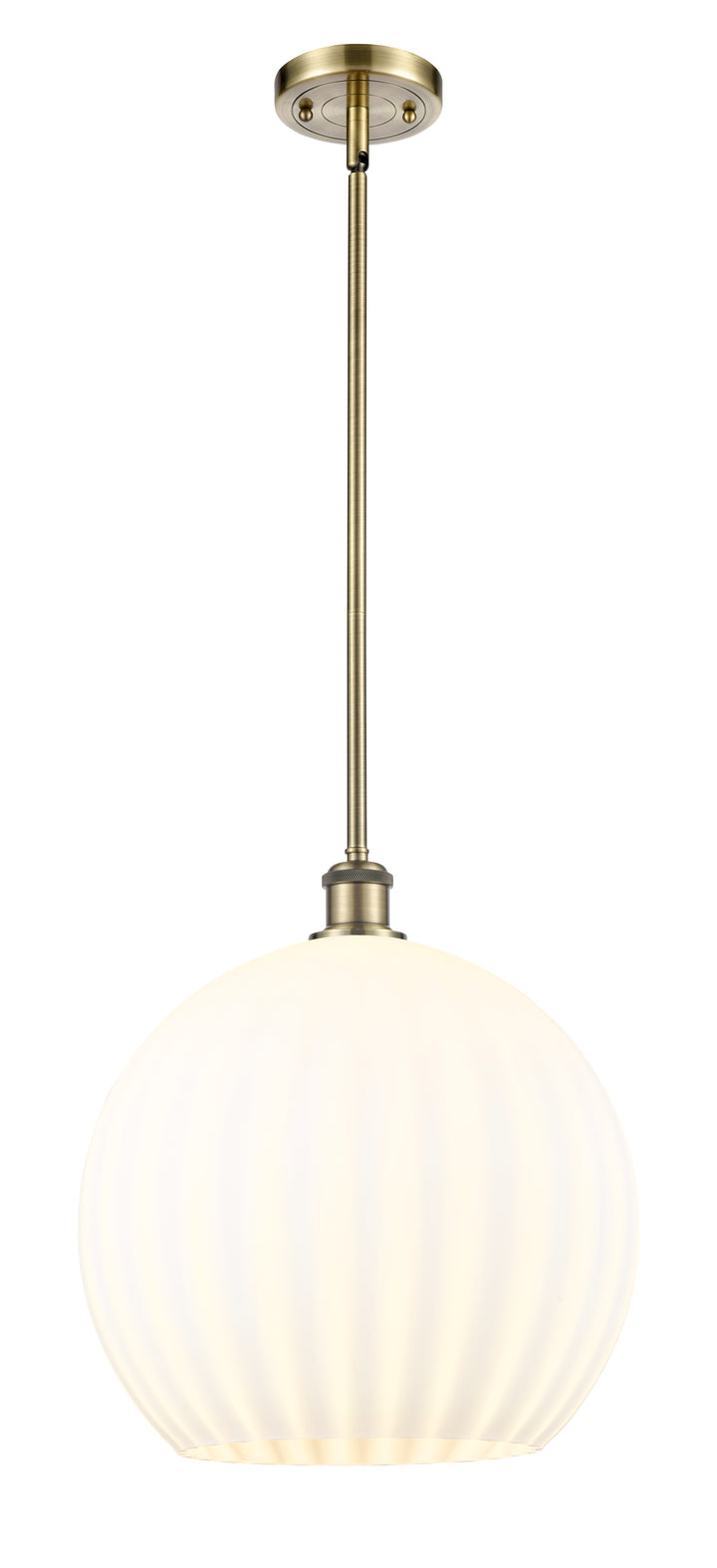 Innovations Lighting White Venetian 14" Pendant - Antique Brass Pendants Innovations Lighting   