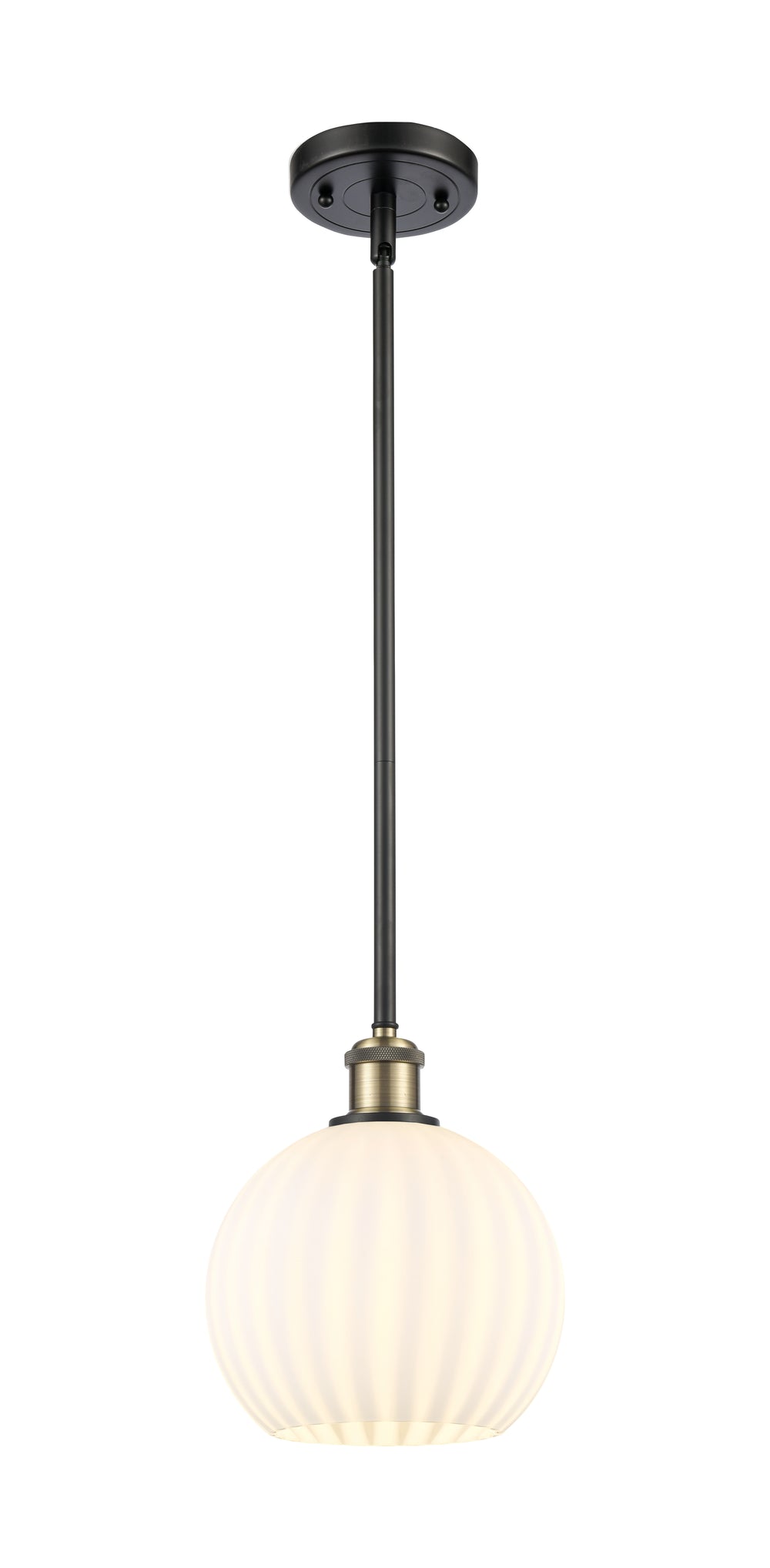 Innovations Lighting White Venetian 8" Mini Pendant - Black Antique Brass Mini-Pendants Innovations Lighting   