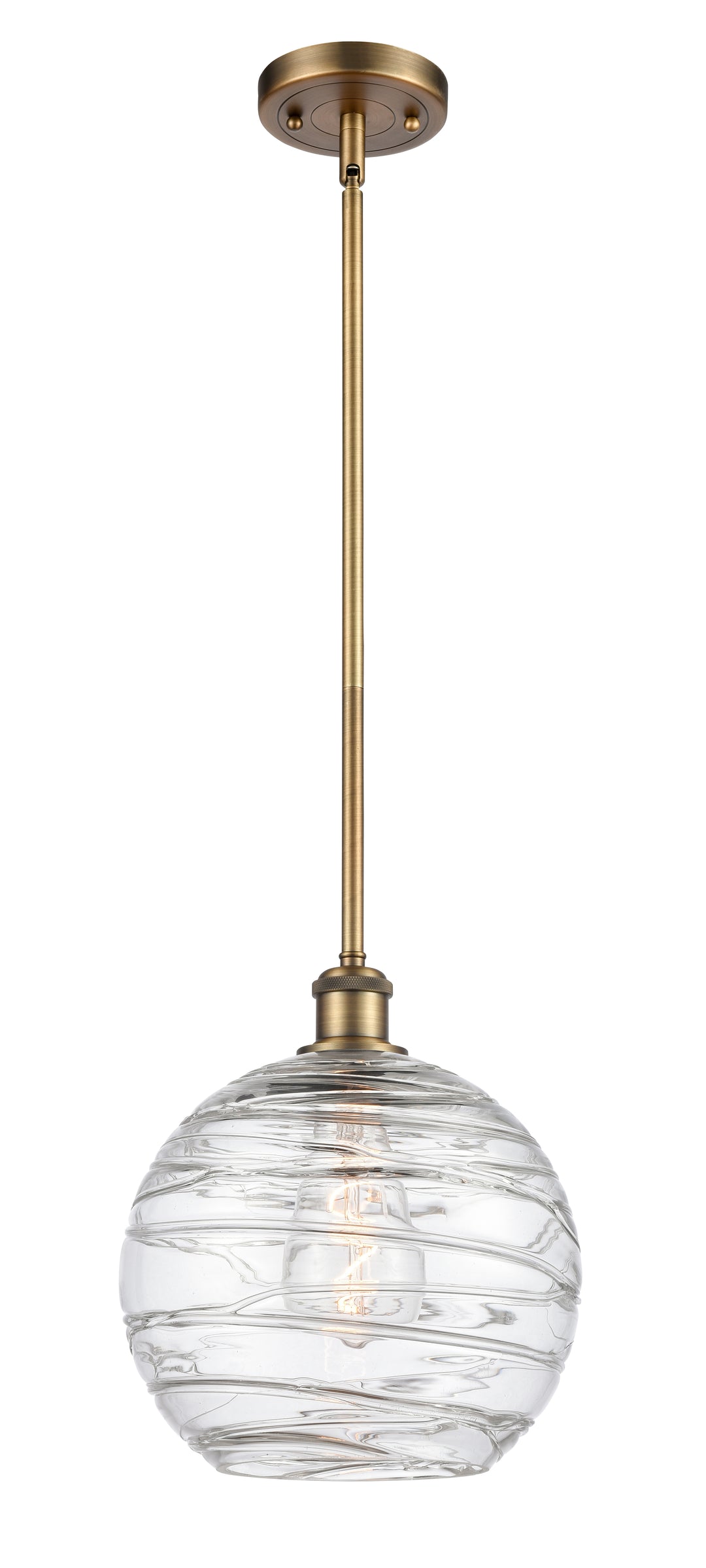 Innovations Lighting Athens Deco Swirl Mini Pendant Mini Pendant Innovations Lighting Brushed Brass Clear Athens Deco Swirl 10" 10