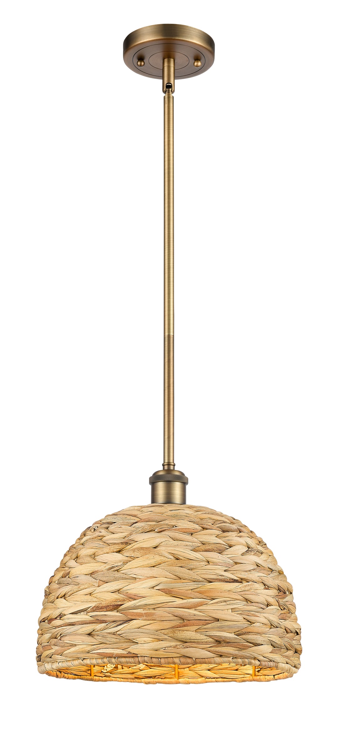 Innovations Lighting Woven Rattan 12" Mini Pendant - Brushed Brass Mini-Pendants Innovations Lighting Default Title  