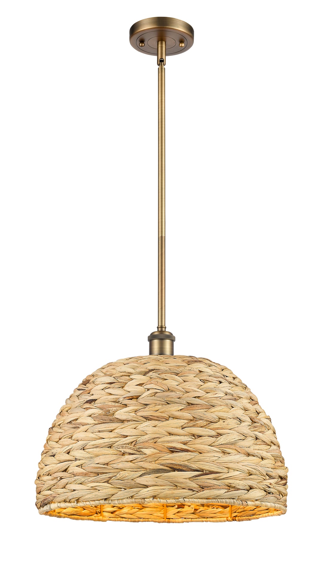 Innovations Lighting Woven Rattan 16" Mini Pendant - Brushed Brass Mini-Pendants Innovations Lighting Default Title  