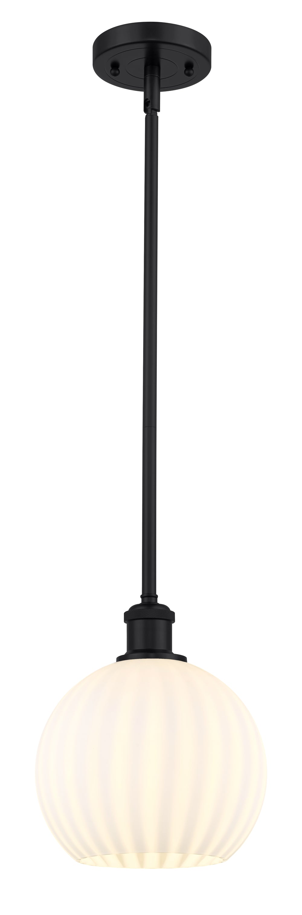 Innovations Lighting White Venetian 8" Mini Pendant - Matte Black Mini-Pendants Innovations Lighting   