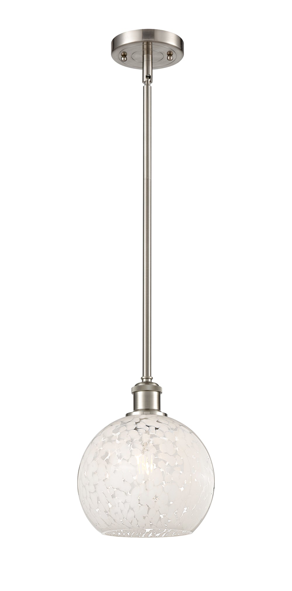 Innovations Lighting White Mouchette 8" Mini Pendant - Brushed Satin Nickel Mini-Pendants Innovations Lighting   