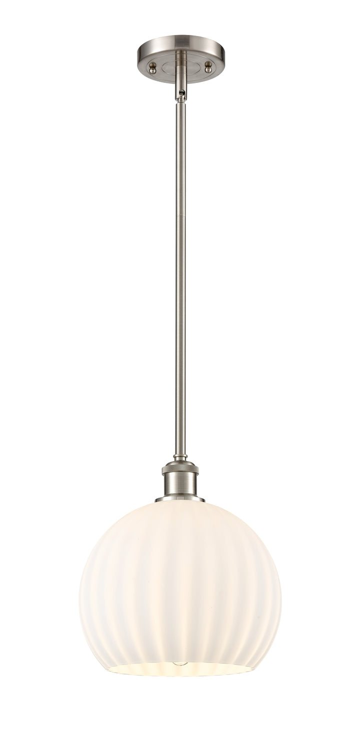 Innovations Lighting White Venetian 10" Mini Pendant - Brushed Satin Nickel Mini-Pendants Innovations Lighting   