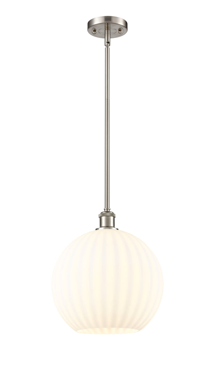 Innovations Lighting White Venetian 12" Mini Pendant - Brushed Satin Nickel