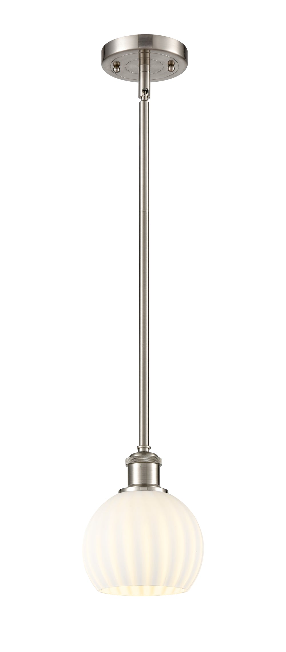 Innovations Lighting White Venetian 6" Mini Pendant - Brushed Satin Nickel Mini-Pendants Innovations Lighting   