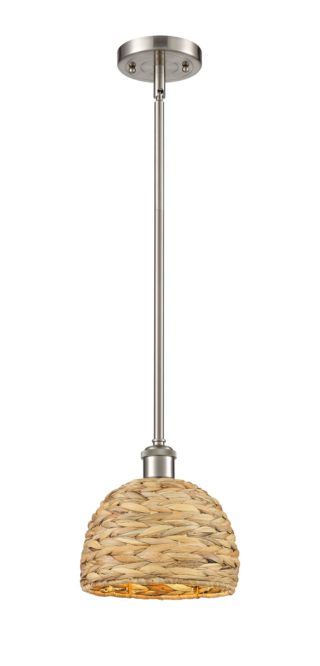 Innovations Lighting Woven Rattan 8" Mini Pendant - Satin Nickel Mini-Pendants Innovations Lighting Default Title  