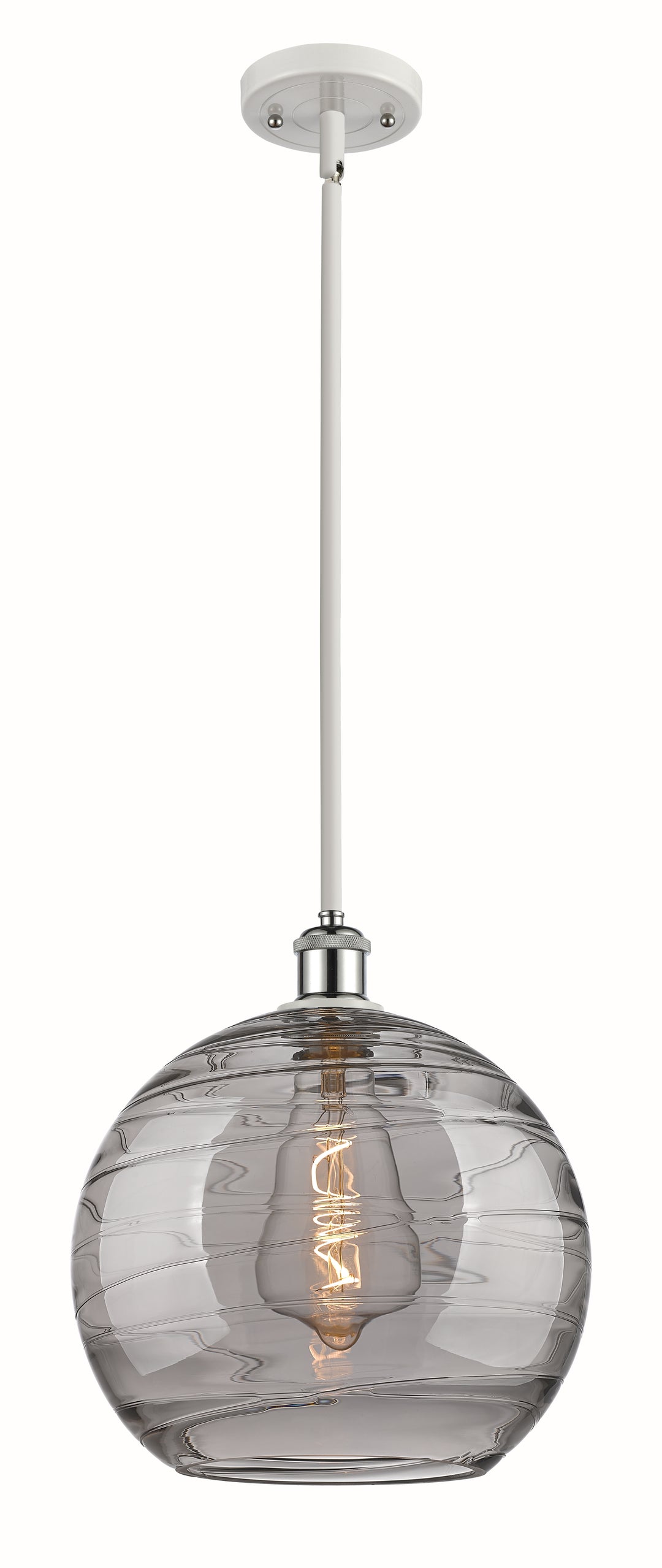 Innovations Lighting Athens Deco Swirl 12" Mini Pendant - White Polished Chrome Mini-Pendants Innovations Lighting Light Smoke Deco Swirl ; Glass Type: Smoked  