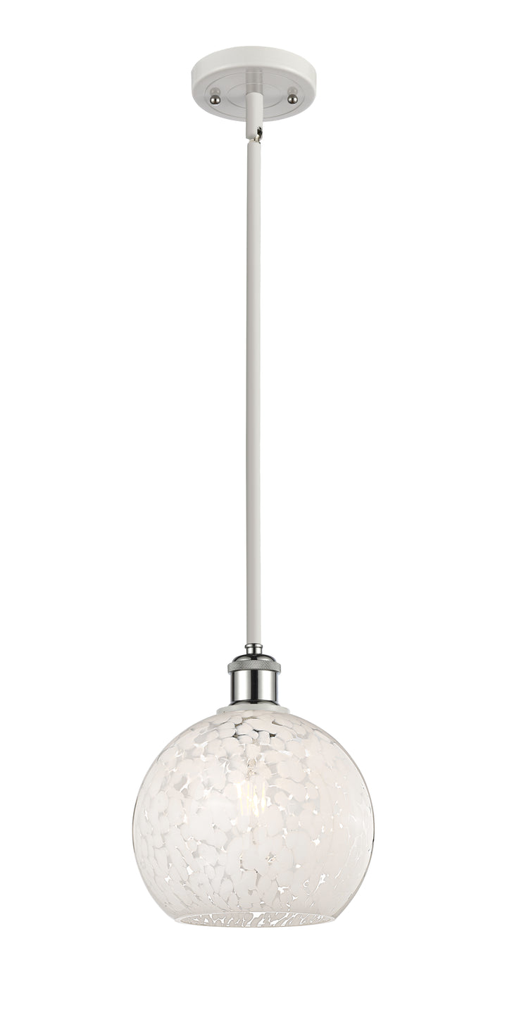 Innovations Lighting White Mouchette 8" Mini Pendant - White Polished Chrome