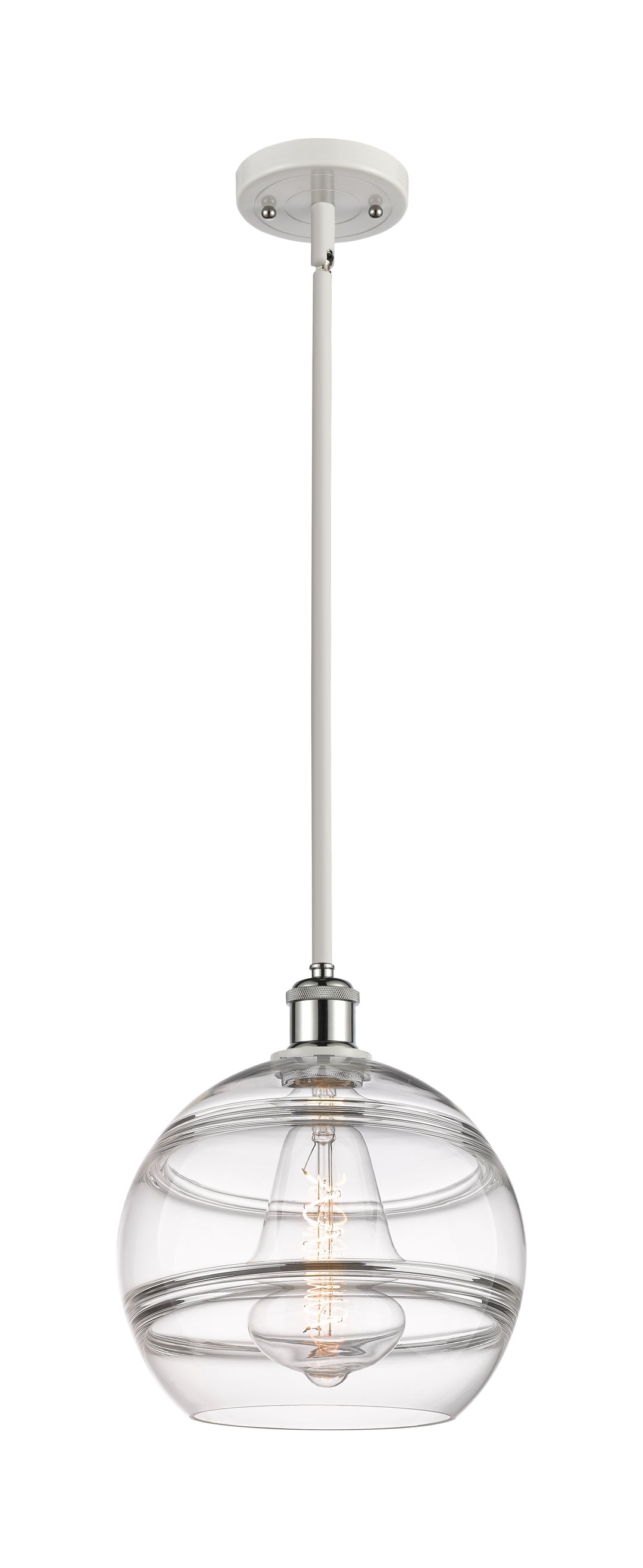 Innovations Lighting Rochester 10" Mini Pendant - White Polished Chrome Mini-Pendants Innovations Lighting Clear ; Glass Type: Clear  