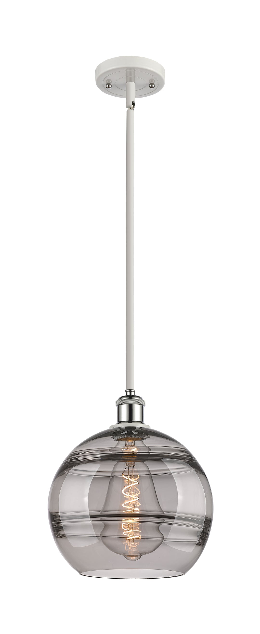 Innovations Lighting Rochester 10" Mini Pendant - White Polished Chrome Mini-Pendants Innovations Lighting Light Smoke ; Glass Type: Smoked  