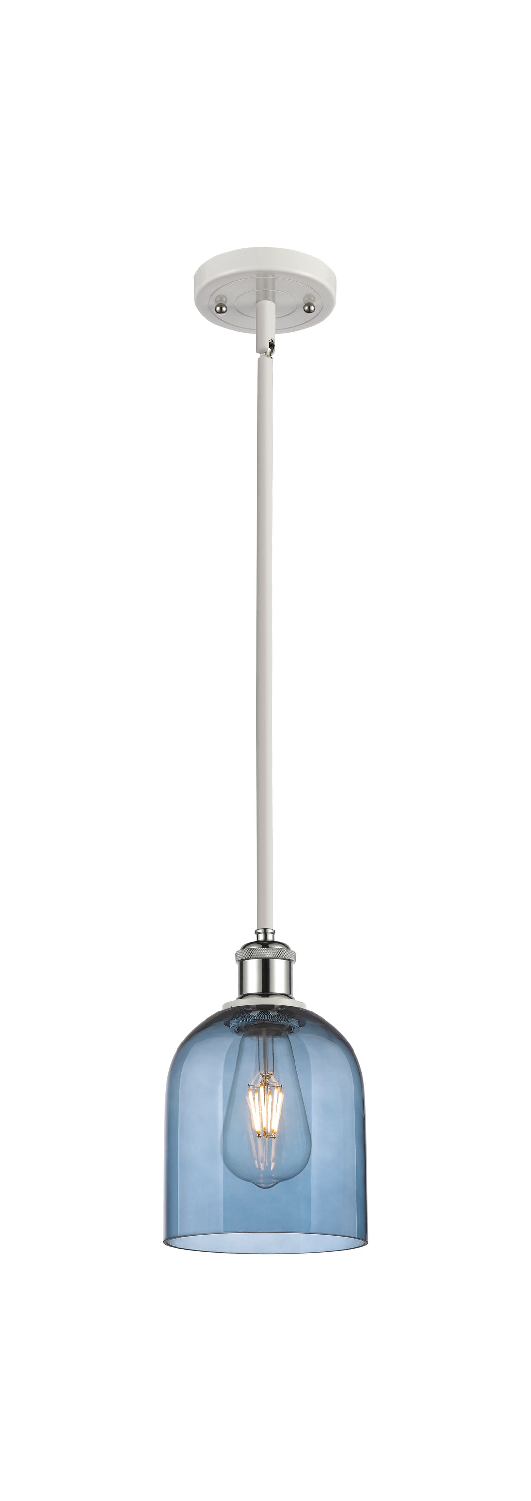 Innovations Lighting Bella 6" Mini Pendant - White Polished Chrome Mini-Pendants Innovations Lighting Blue  ; Glass Type: Blue  