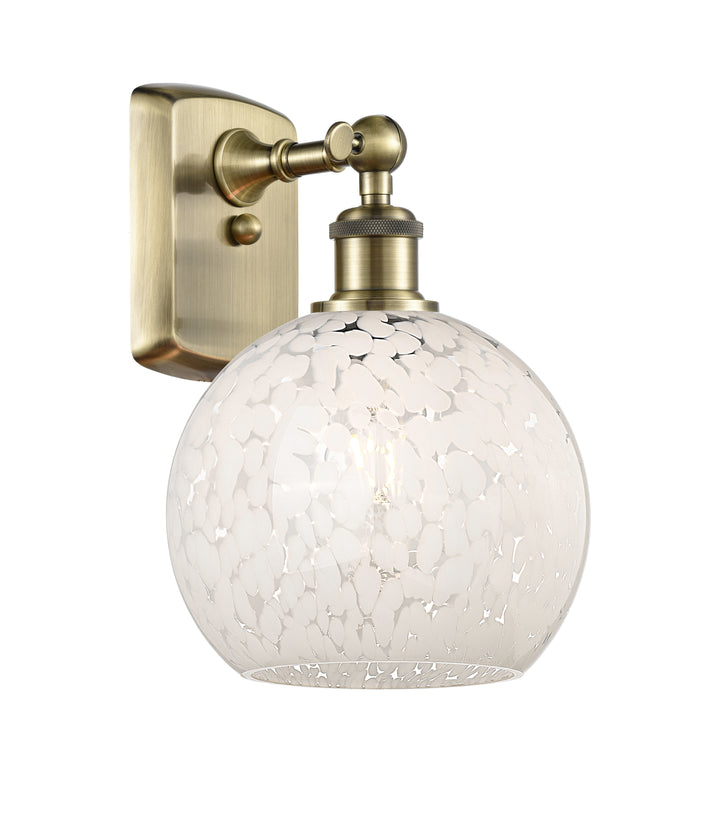 Innovations Lighting White Mouchette 8" Sconce - Antique Brass Wall Sconces Innovations Lighting   