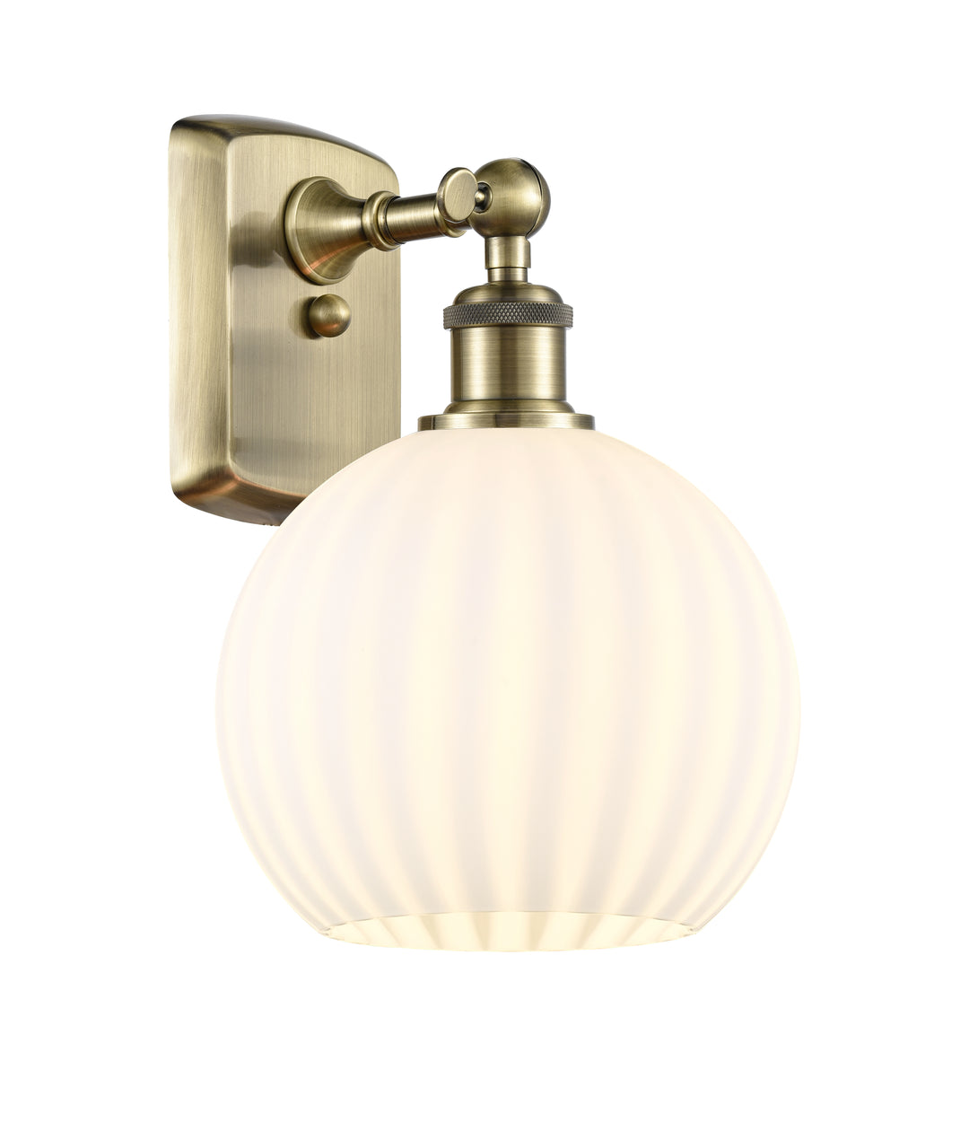 Innovations Lighting White Venetian 8" Sconce - Antique Brass Wall Sconces Innovations Lighting   