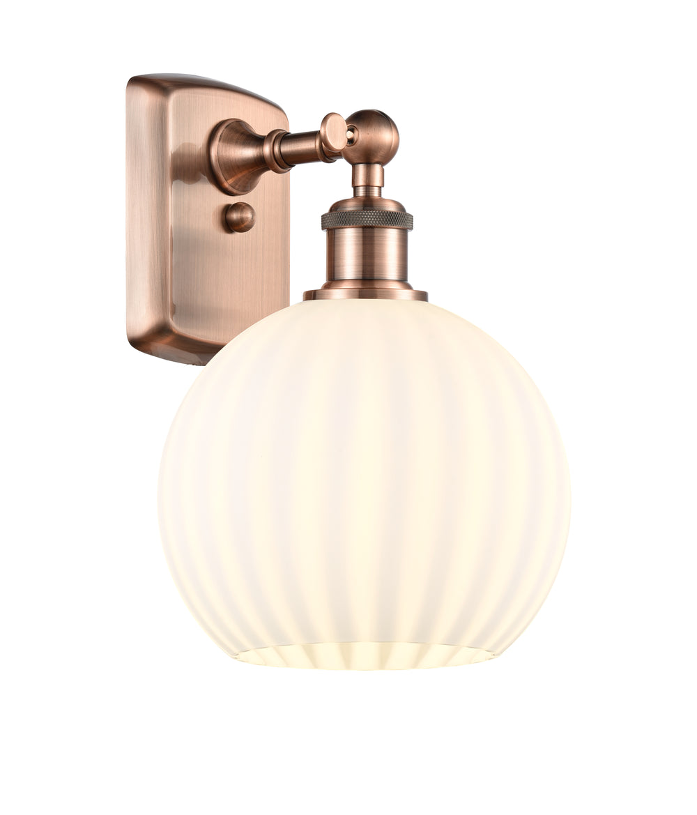 Innovations Lighting White Venetian 8" Sconce - Antique Copper Wall Sconces Innovations Lighting   