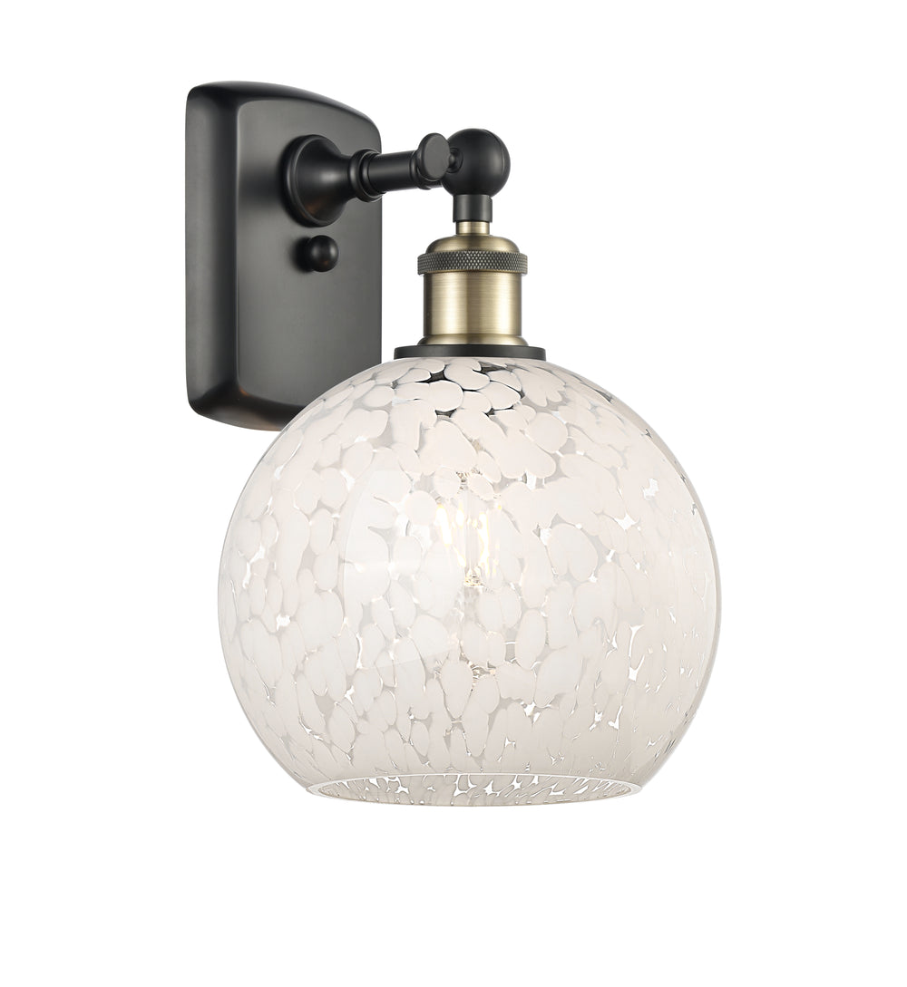 Innovations Lighting White Mouchette 8" Sconce - Black Antique Brass Wall Sconces Innovations Lighting   