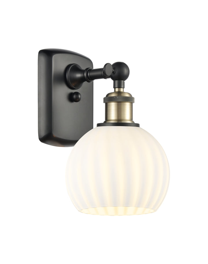 Innovations Lighting White Venetian 6" Sconce - Black Antique Brass Wall Sconces Innovations Lighting   