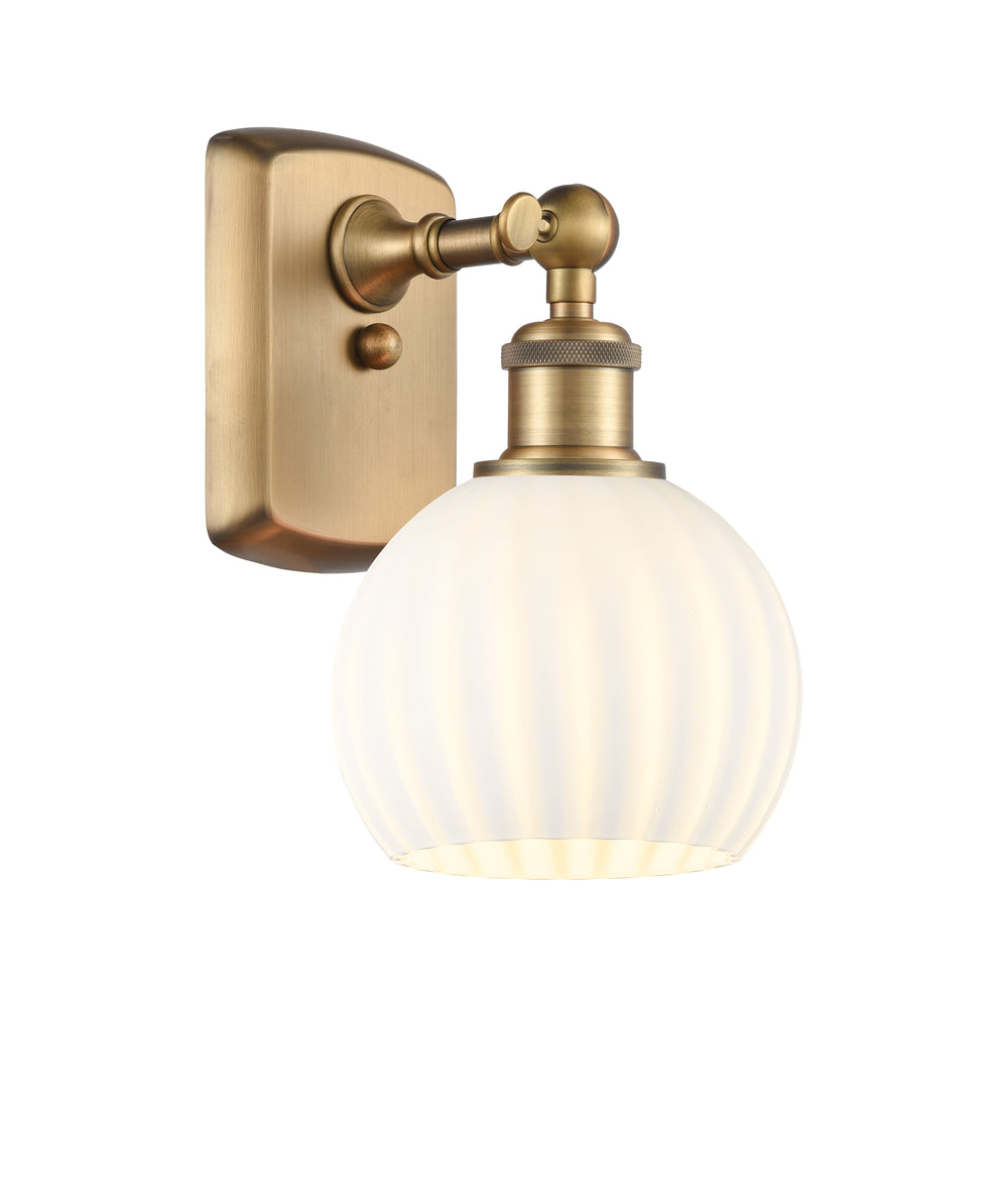 Innovations Lighting White Venetian 6" Sconce - Brushed Brass Wall Sconces Innovations Lighting   