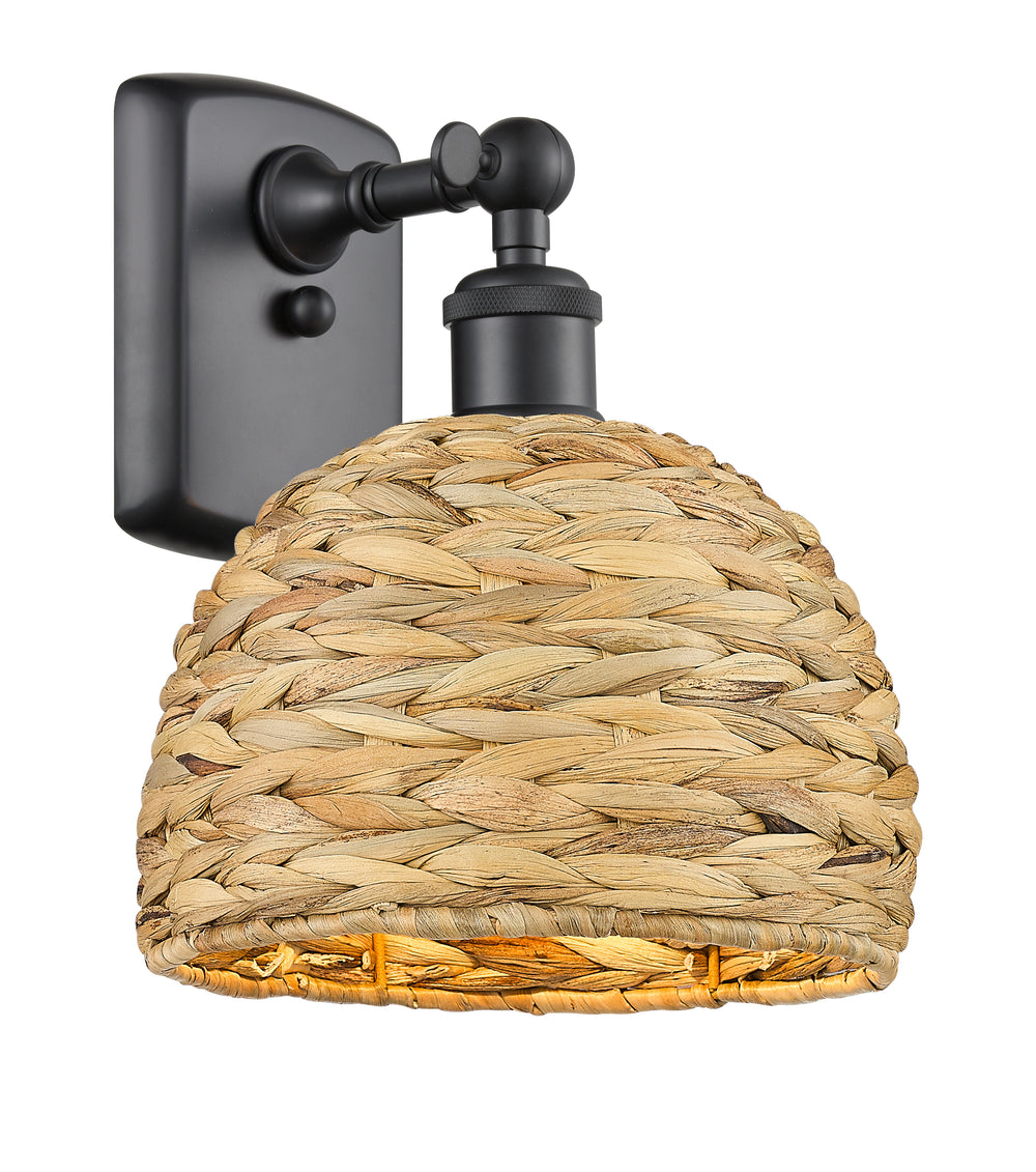 Innovations Lighting Woven Rattan 8" Sconce - Matte Black Wall Sconces Innovations Lighting   