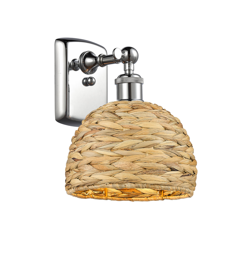 Innovations Lighting Woven Rattan 8" Sconce - Polished Chrome Wall Sconces Innovations Lighting   