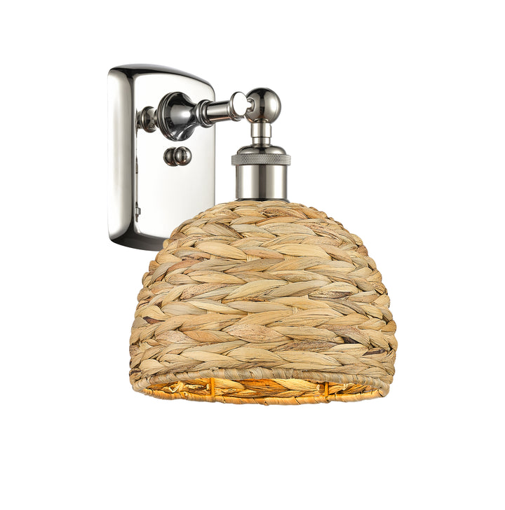 Innovations Lighting Woven Rattan 8" Sconce - Polished Nickel Wall Sconces Innovations Lighting   